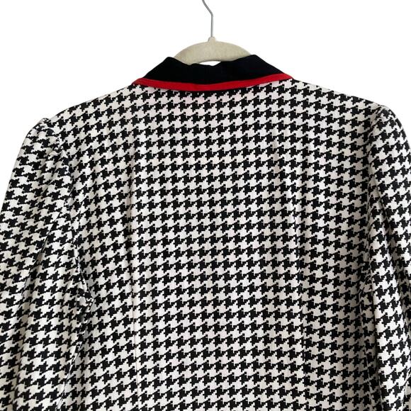 Vintage 80s Black White Houndstooth Double Breasted Bubble Hem Dress Sz Medium - Picture 7 of 16